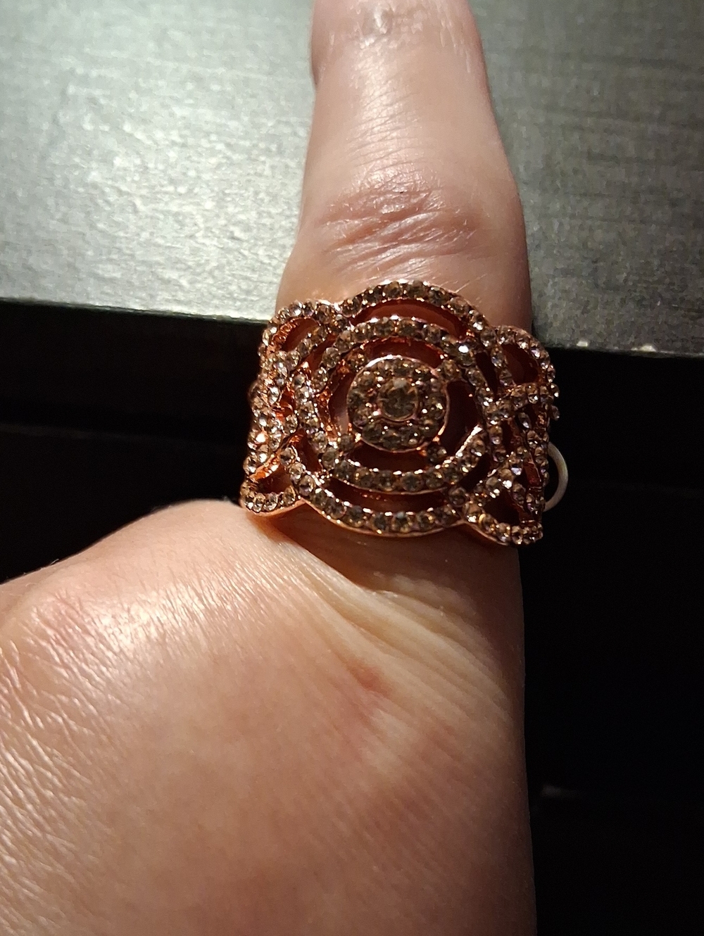 & Other Stories Rose Gold Crystal Spiral Filigree Ring